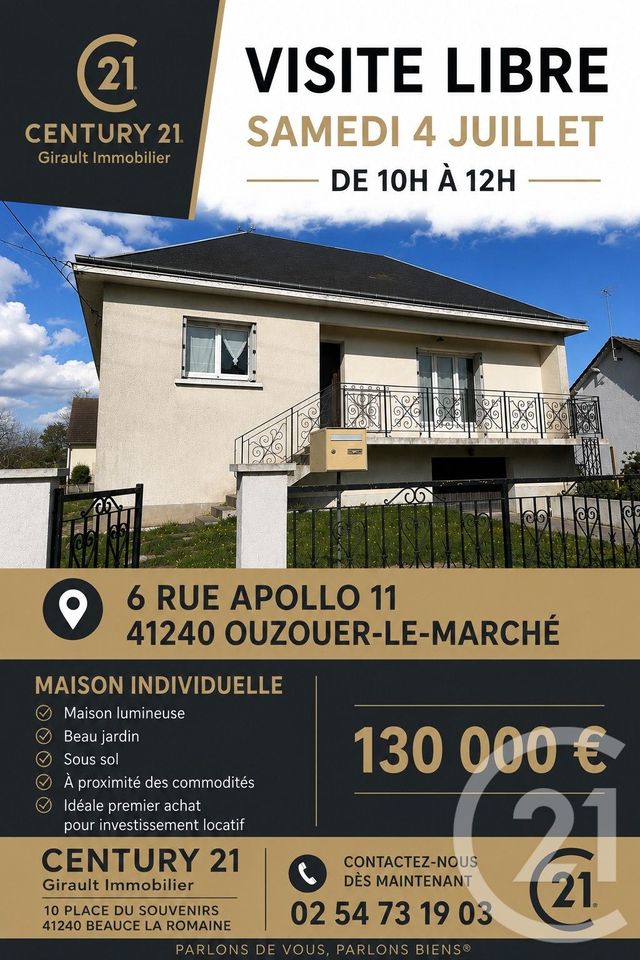 maison à vendre - 4 pièces - 92.98 m2 - BEAUCE LA ROMAINE - 41 - CENTRE - Century 21 Girault Immobilier