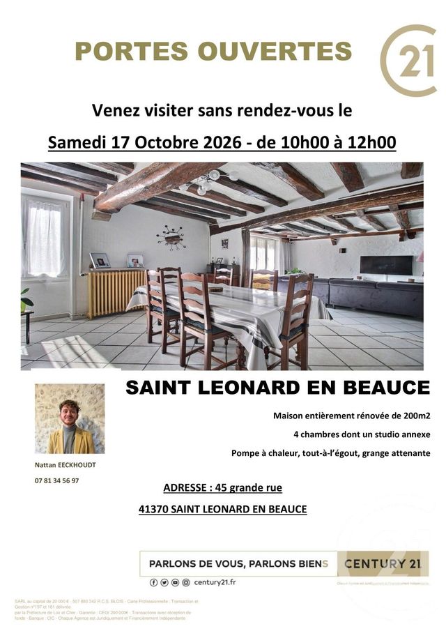 maison à vendre - 8 pièces - 200.45 m2 - BEAUCE LA ROMAINE - 41 - CENTRE - Century 21 Girault Immobilier